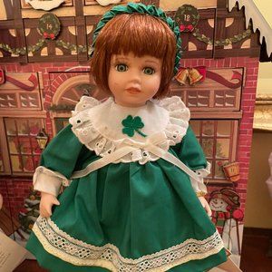 NWT Alberon Porcelain Doll Irish Dancer Girl 12" Tall, Shamrock Collection, Una
